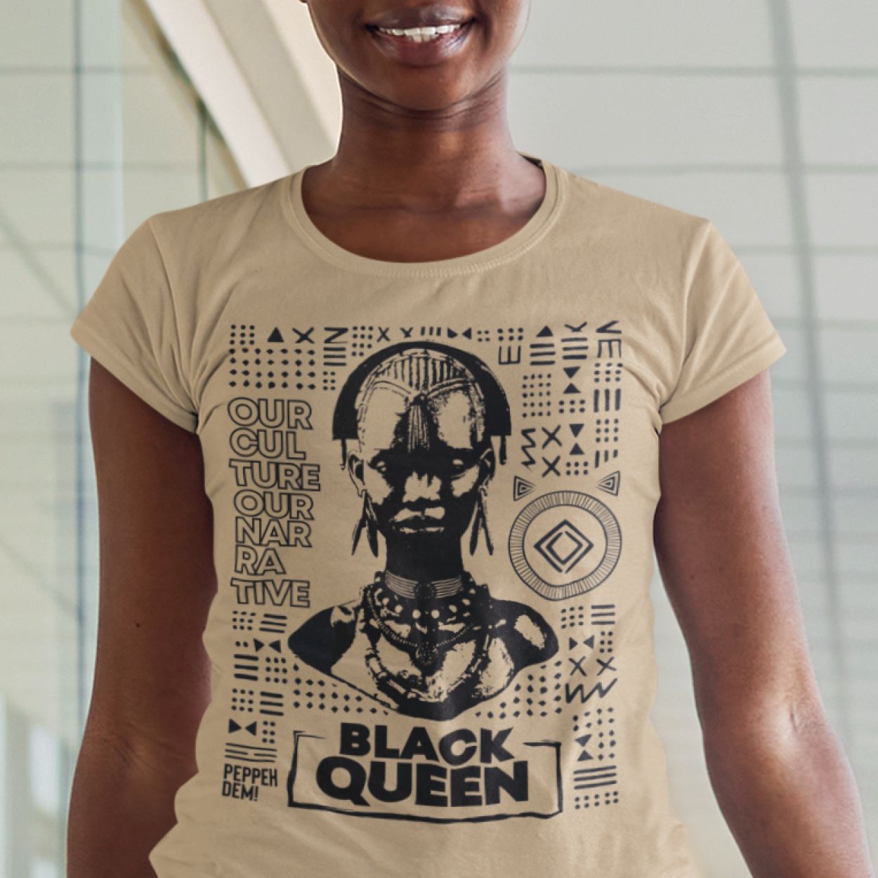 Black Queen Tan Unisex T-shirt