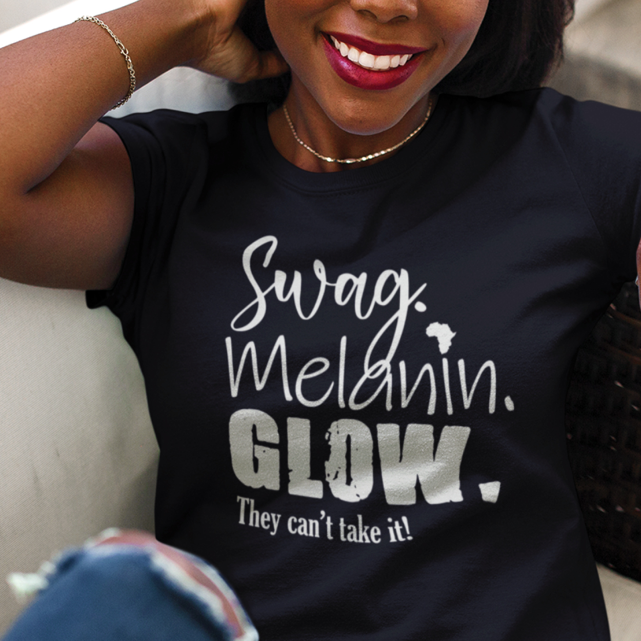 Swag Melanin Glow Black Unisex T-shirt