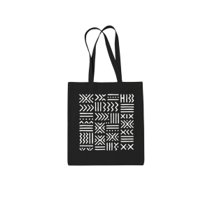 Monochrome Mudcloth Print Tote Bag | African Inspired Geometric