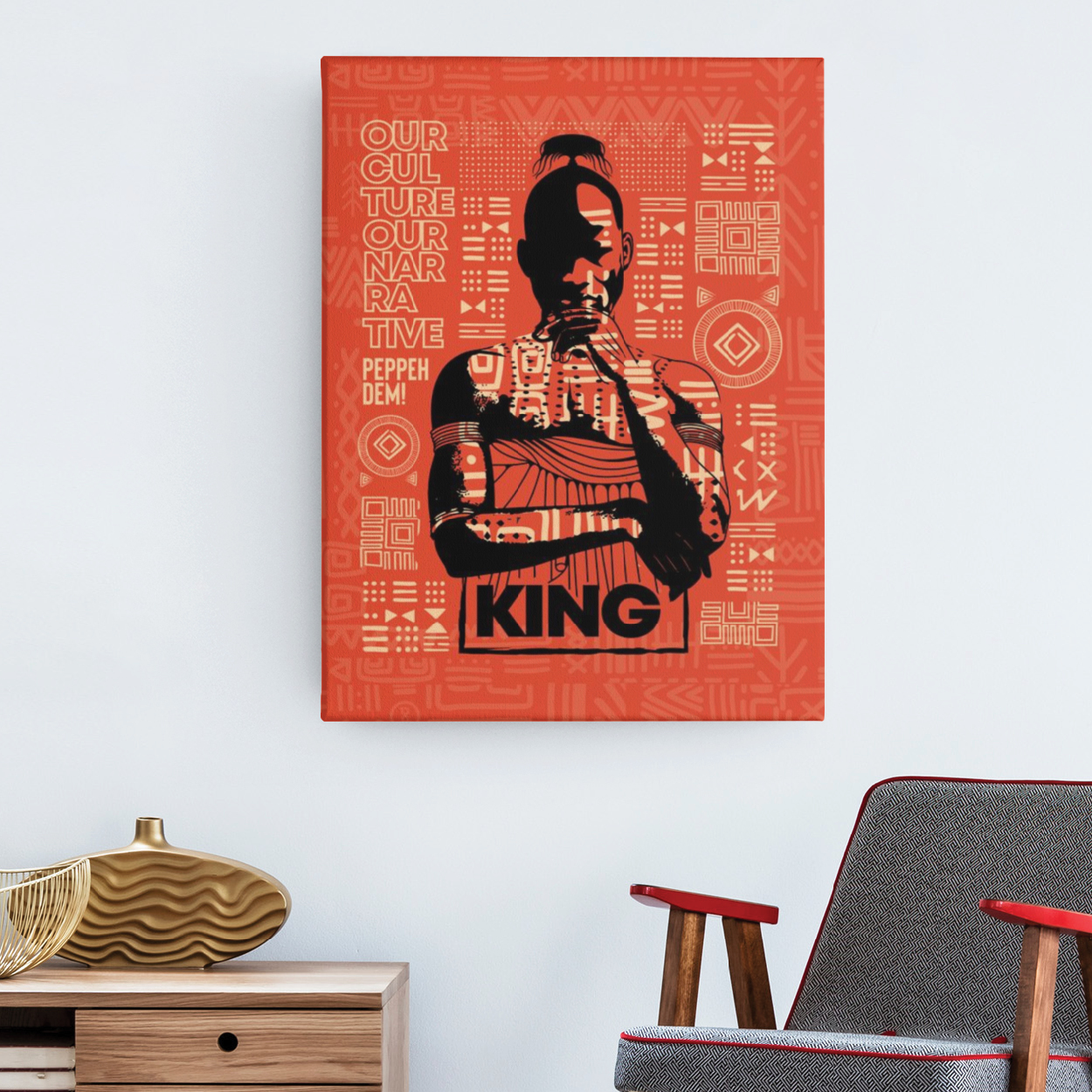 African King Canvas Wall Art Prints I African Art Design I Poster Print Decor for Home & Office Decoration